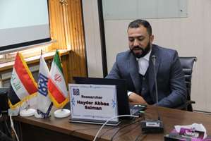 دفاع از پایان نامه حیدر عباس سلمان البو جاسم  دانشجوی بین الملل کارشناسی ارشد رشته تکنولوژی هوشبری دانشکده پیراپزشکی