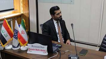 دفاع از پایان نامه حسین مالک عبد علی الجبوری  دانشجوی بین الملل کارشناسی ارشد رشته تکنولوژی هوشبری دانشکده پیراپزشکی