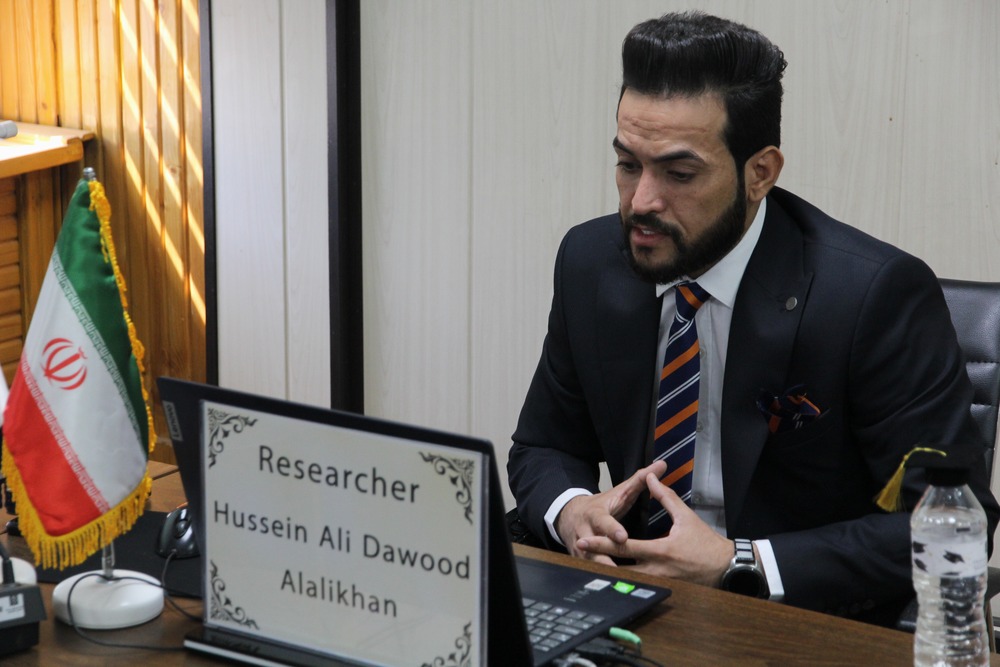 دفاع از پایان نامه حسین علی داود العلیخان دانشجوی بین الملل کارشناسی ارشد رشته تکنولوژی هوشبری دانشکده پیراپزشکی