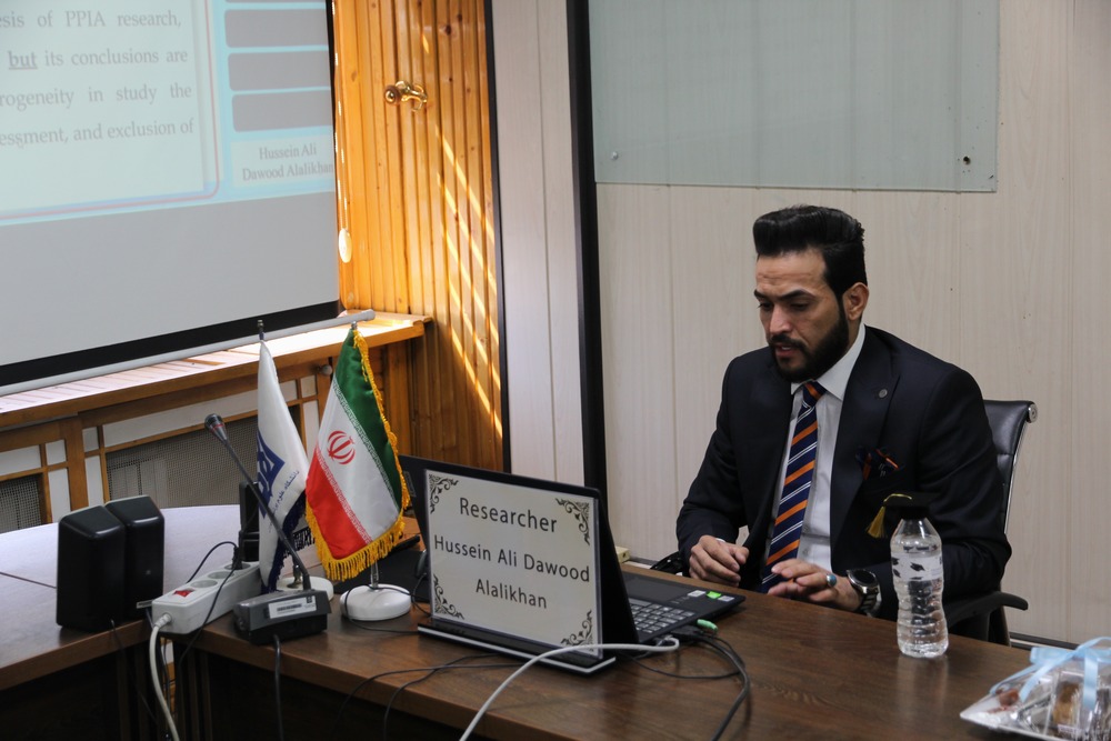 دفاع از پایان نامه حسین علی داود العلیخان دانشجوی بین الملل کارشناسی ارشد رشته تکنولوژی هوشبری دانشکده پیراپزشکی