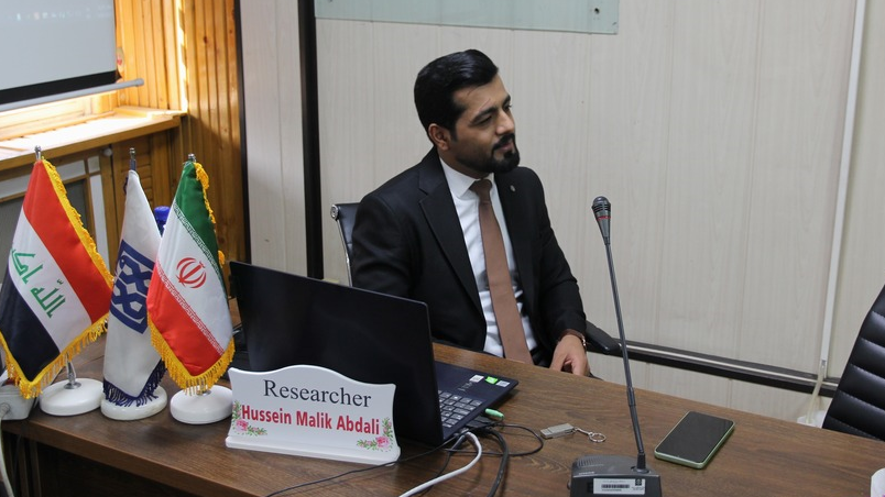 دفاع از پایان نامه حسین مالک عبد علی الجبوری  دانشجوی بین الملل کارشناسی ارشد رشته تکنولوژی هوشبری دانشکده پیراپزشکی